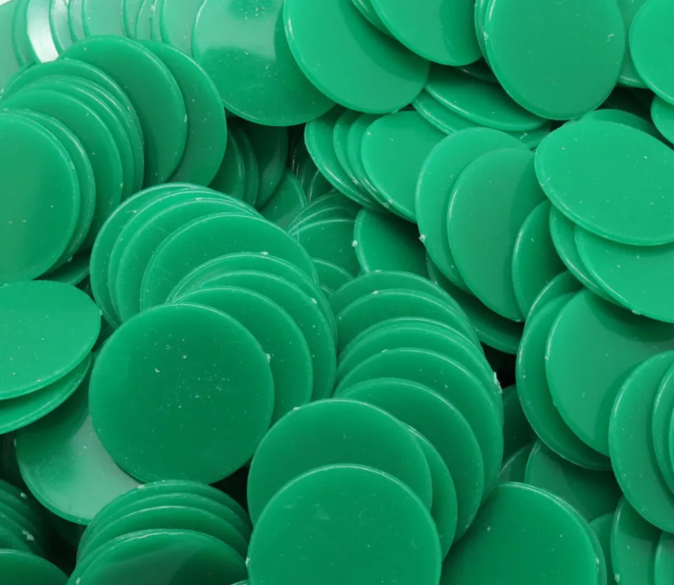 500 Jetons ronds plats de 2.4 cm verts de diamètre plastique pour jeux