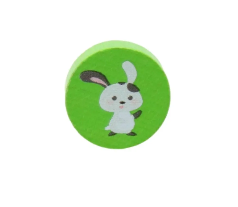 Jeton vert lapin blanc en bois 2.5 cm