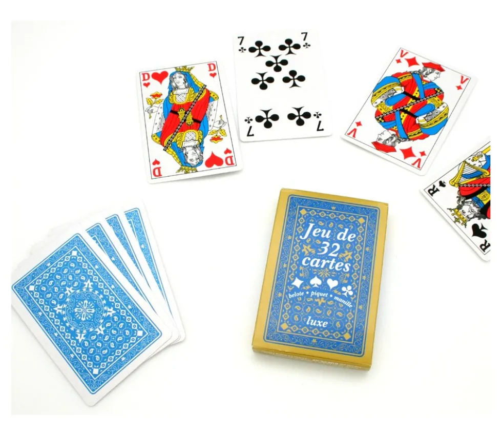 Jeu 32 cartes Belote figure francaise standard pas cher