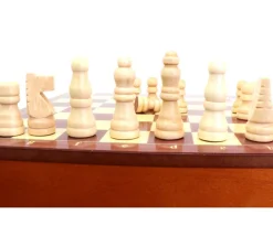 Jeu échecs magnétiques 19.5 cm bois plateau marqueterie avec tiroir