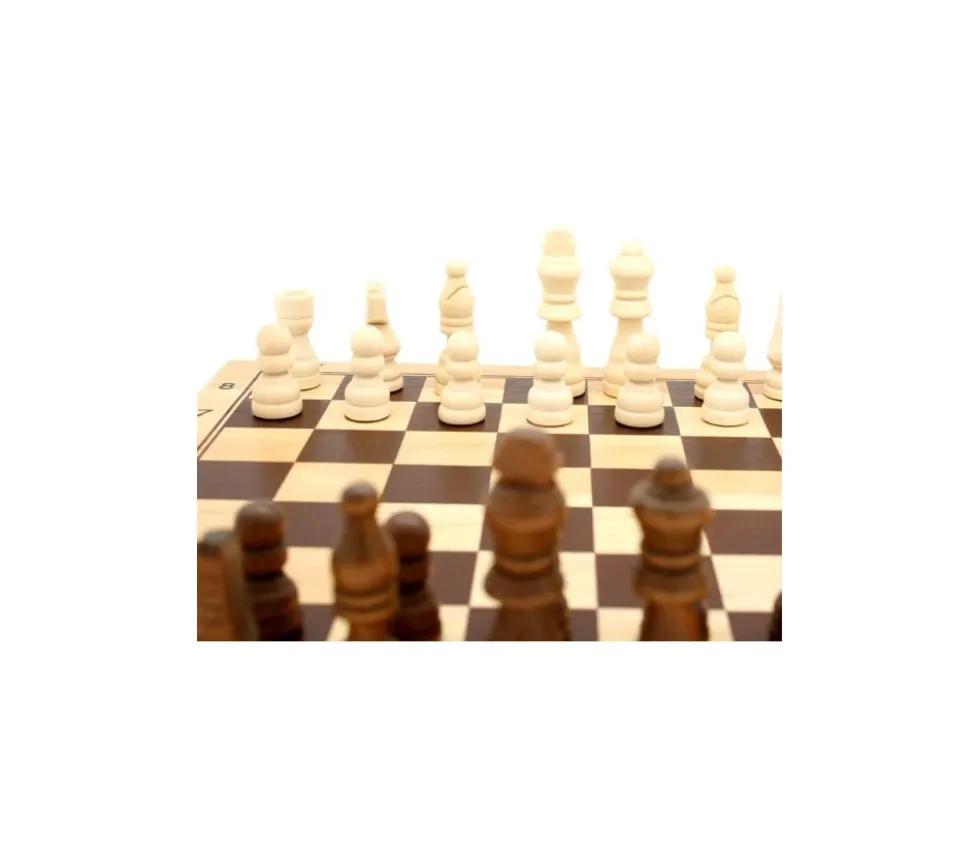 Jeu d'échec en bois complet 29 cm : plateau bois épais + 32 Pièces bois