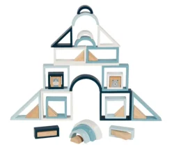 Jeu de construction en bois 38 pièces azur