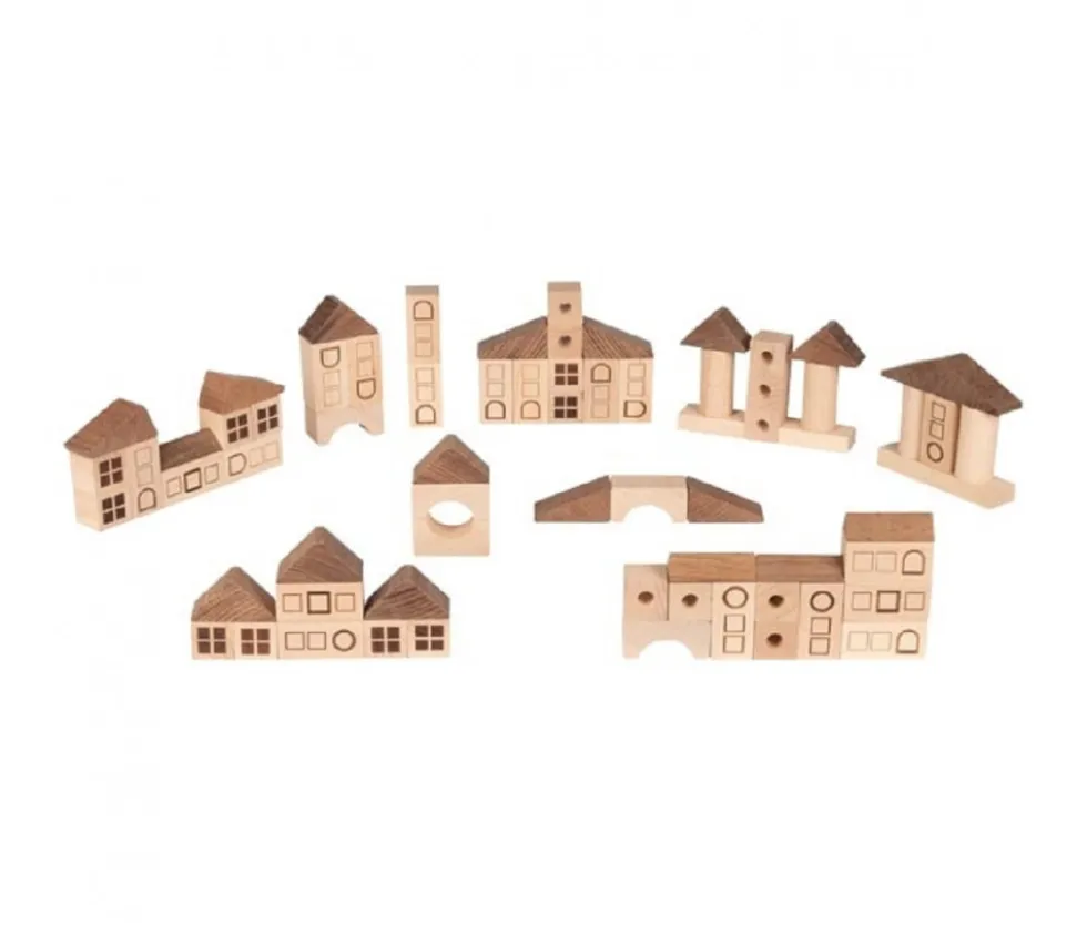 Jeu de construction Ville nature - 70 blocs en bois naturel