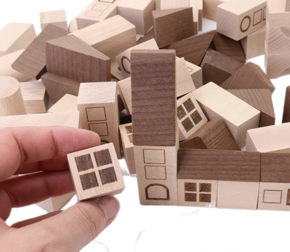 Jeu de construction Ville nature - 70 blocs en bois naturel