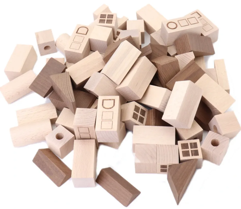 Jeu de construction Ville nature - 70 blocs en bois naturel