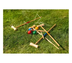 Jeu de croquet adulte/enfant 77 cm en bois 4 joueurs