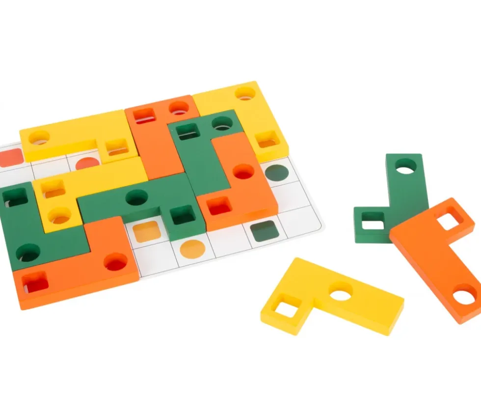 Jeu de logique en bois formes L du tetris