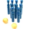Jeu de 9 Mini Quilles bois en bleu 6.5 cm + 2 boules