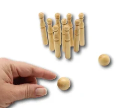 Jeu de 9 Mini Quilles bois naturel de 6.5 cm + 2 boules