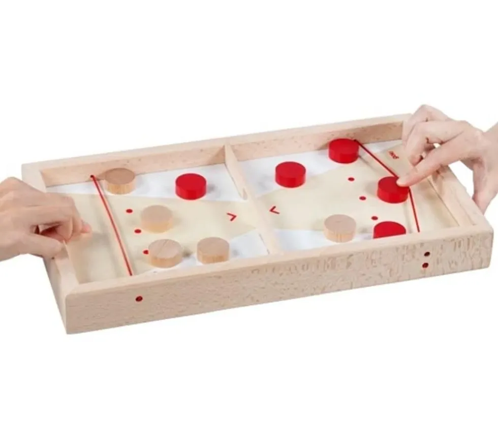 Jeu de palets bois double : Puck hockey et palets-cible 40 x 21.5 cm