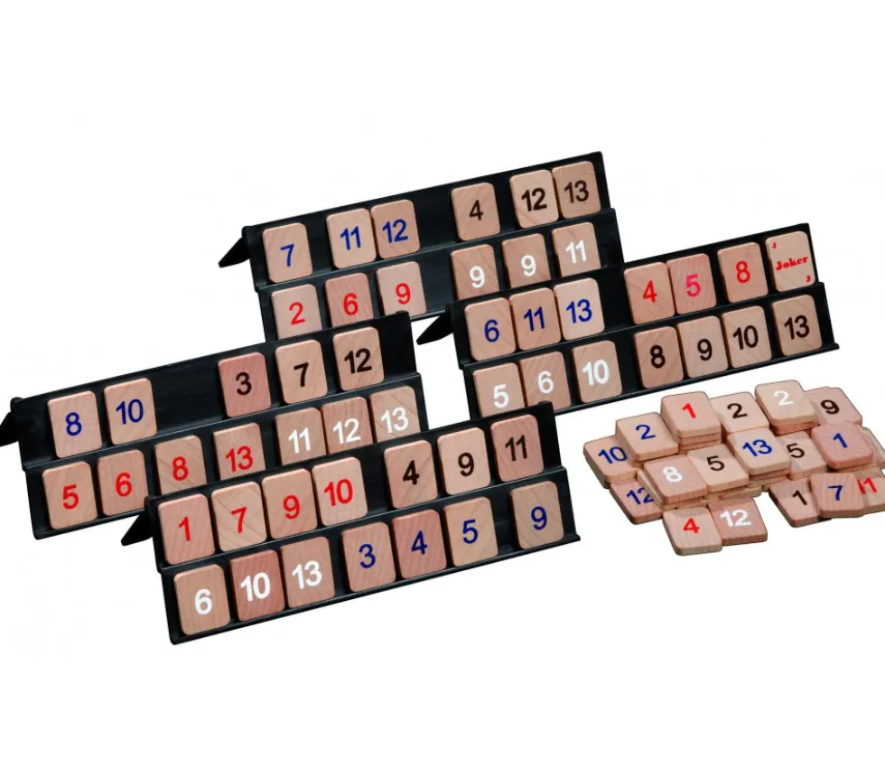 Jeu de Rummy de voyage tuiles en bois