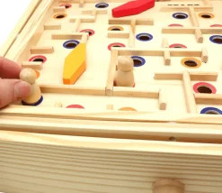 Jeu Labyrinthe à billes avec obstacles en bois 35 x 31 cm