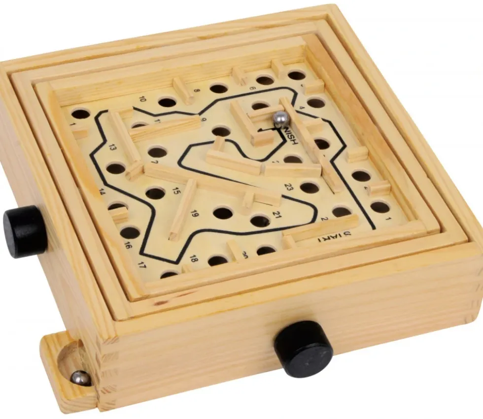 Jeu Labyrinthe en bois 19.6 x 19.7 cm à billes