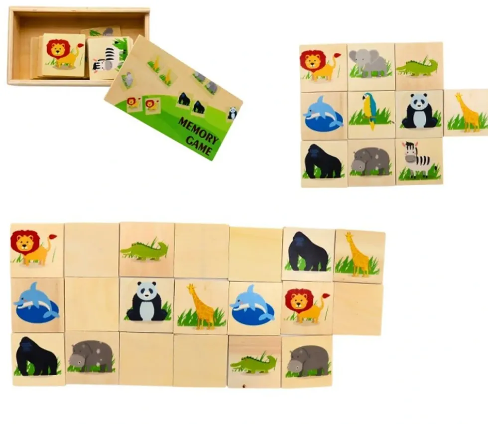 Jeu mémo en bois animaux sauvages