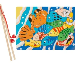 Jeu puzzle pêche à la ligne aimantée en bois 13 pièces