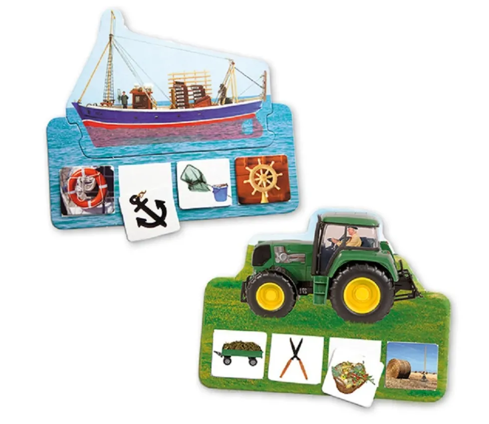 Jeu puzzle Véhicules et cartes profession