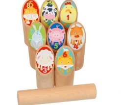 Jeu quilles animaux en bois avec sac - Kubb enfant