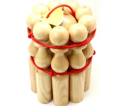 Jeu 9 Quilles bois verni de 24 cm + 2 boules en bois
