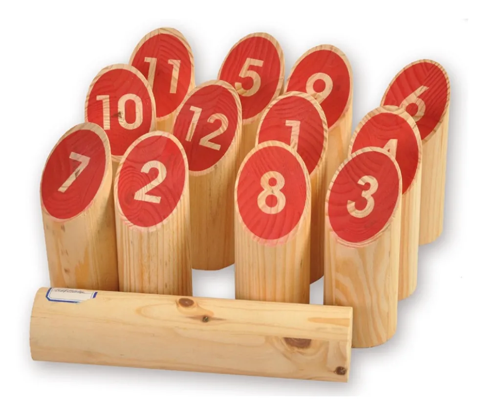 Jeu quilles finlandaises en bois numérotées 1 à 12 avec sac
