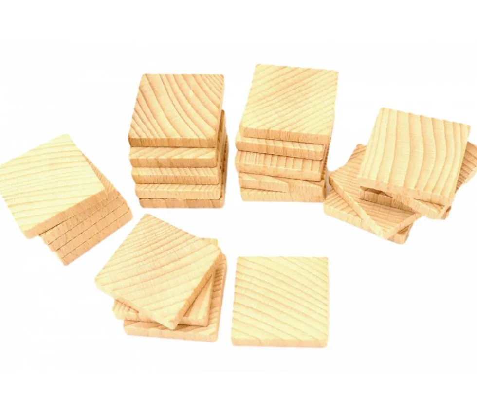 Jeu 24 tuiles mémo en bois vierge à personnaliser 40x40x7 mm