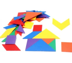 6 jeux de tangrams en plastique coloré