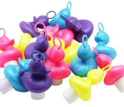 Kit de pêche aux canards avec 24 gros canards 15 cm multicolores en plastique et 4 cannes à pêche