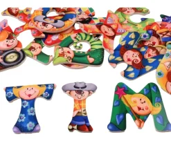 Lettre alphabet personnage en bois à l'unité - 7 cm initiale déco