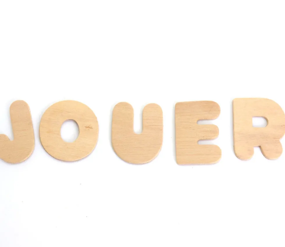 52 lettres alphabet en bois naturel 4.5 cm - 2 x 26 lettres