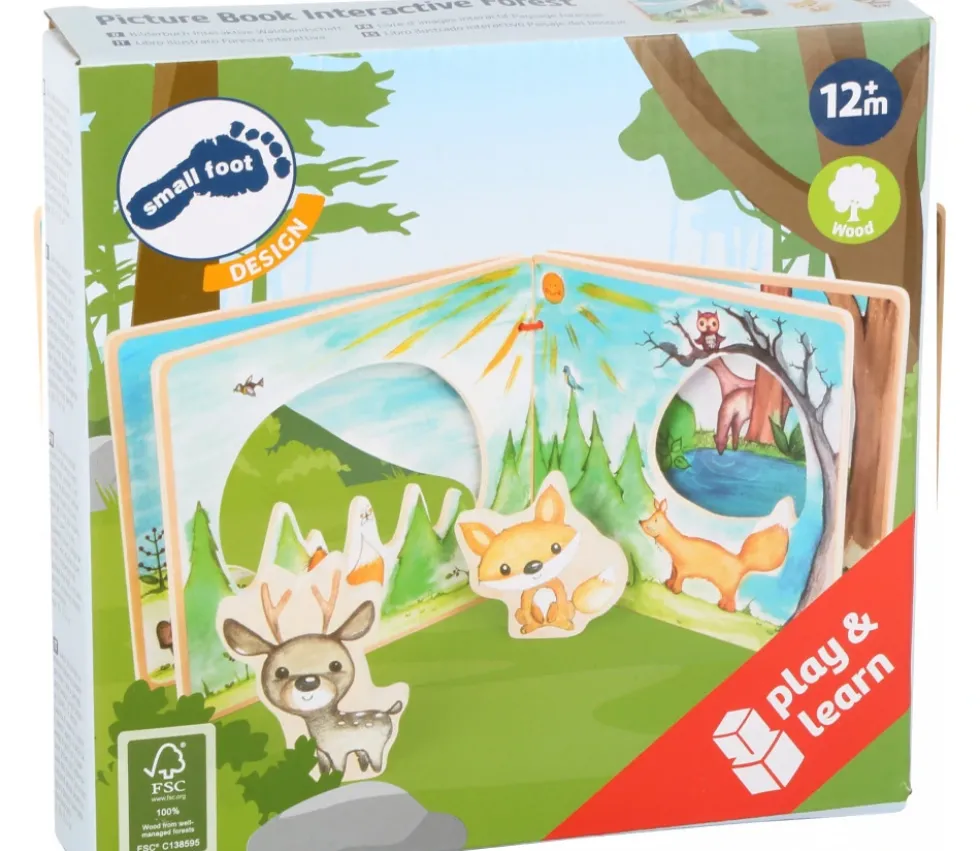 Livre en bois images de la forêt avec renard et cerf pour histoire