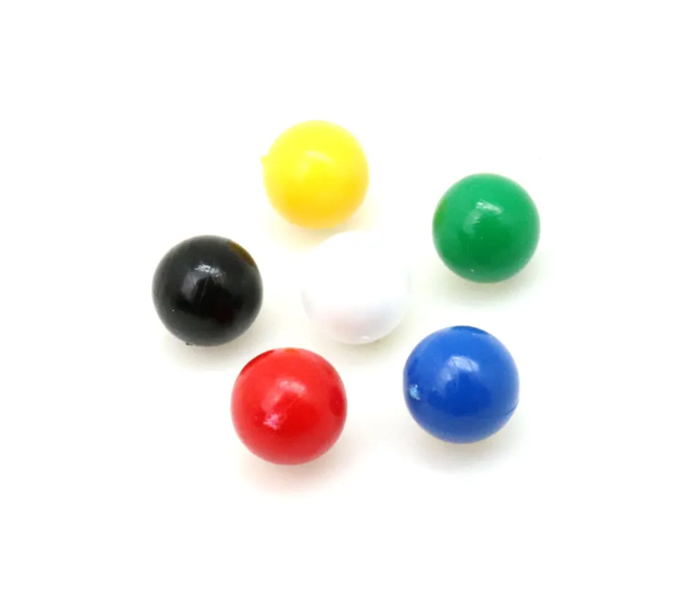 Lot 6 boules plastique 9 mm de diamètre en 6 couleurs - billes multicolores