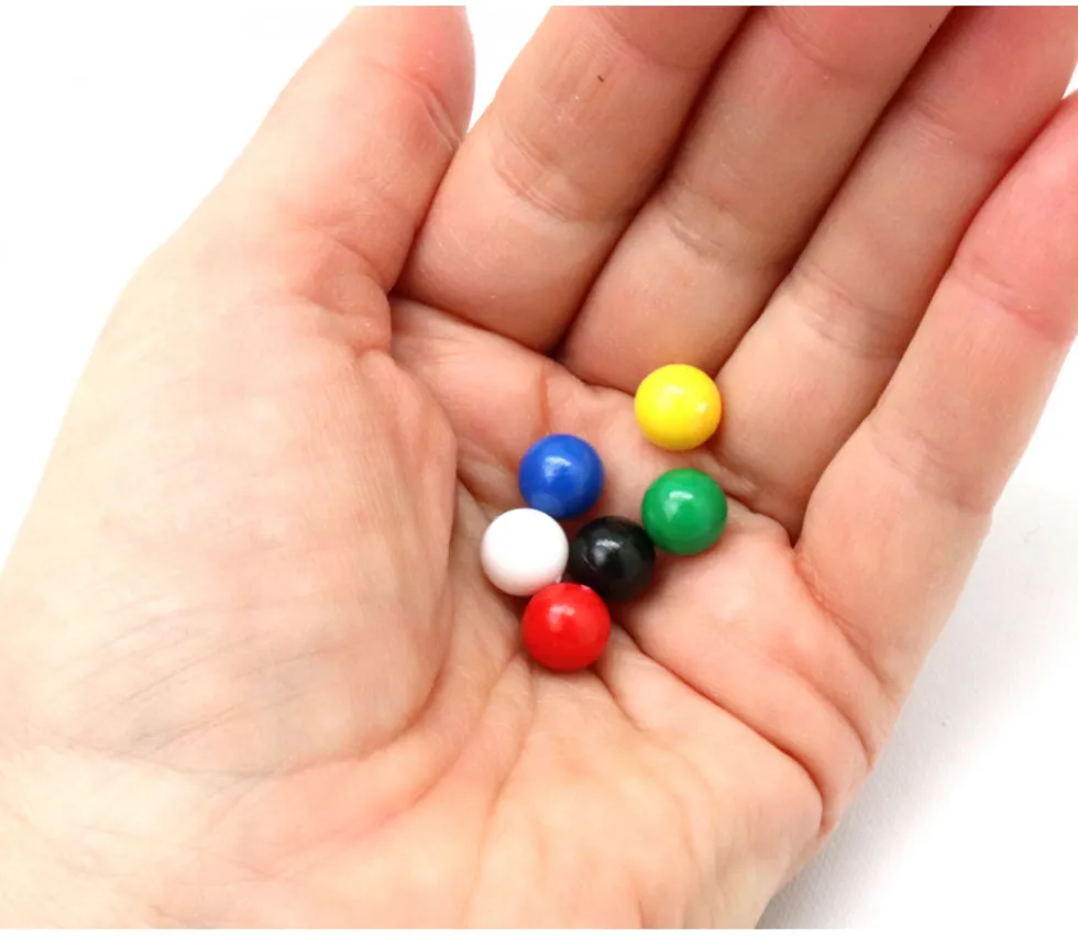 Lot 6 boules plastique 9 mm de diamètre en 6 couleurs - billes multicolores