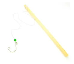 Lot de 2 Cannes à pêche en BOIS avec crochet