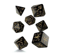 Lot de 7 dés japonais multifaces Deep Night Firely noir et or