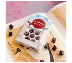 Lot de 7 dés japonais multifaces Deep Night Firely noir et or
