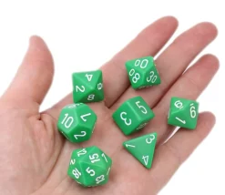 Lot de 7 dés multi-faces opaques VERT