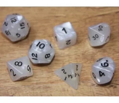 Lot de 7 dés nacrés BLANC multi-faces