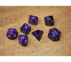 Lot de 7 dés nacrés VIOLET multi-faces