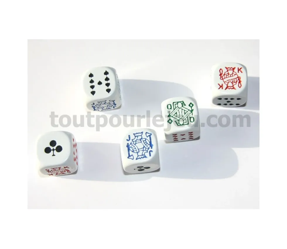 Lot 5 dés poker 16 mm pour poker d'as