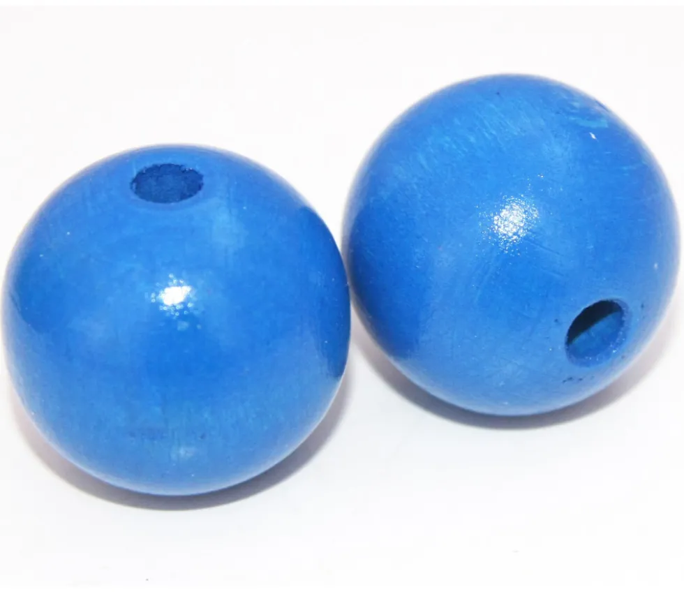 Lot 20 Grosses perles boules colorées en bois diamètre 30 mm trou 6 mm