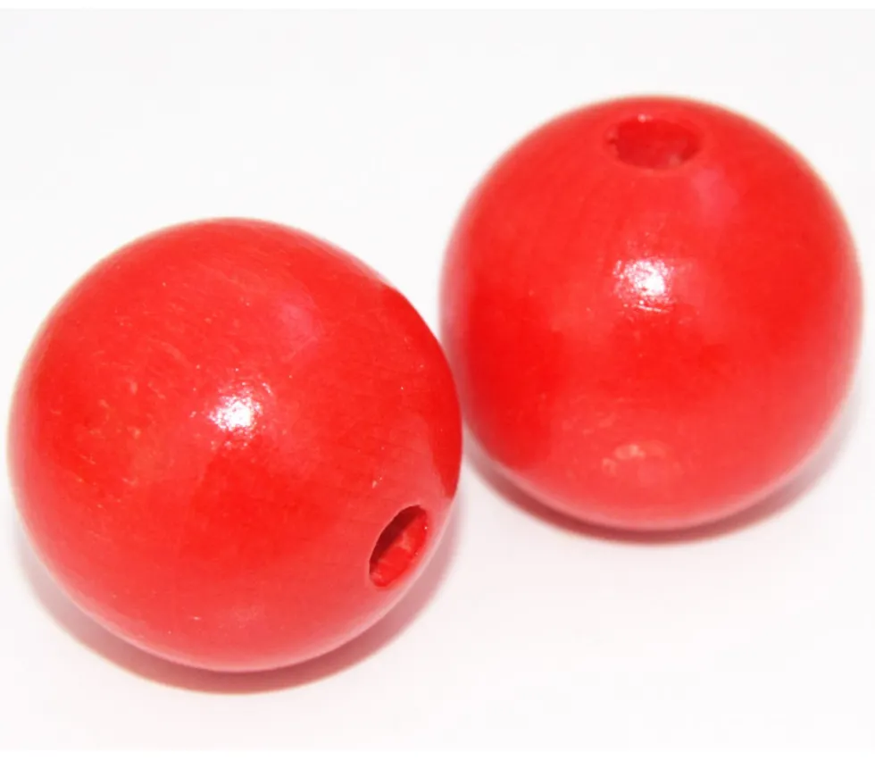 Lot 20 Grosses perles boules colorées en bois diamètre 30 mm trou 6 mm