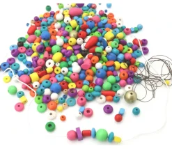 Lot 350 petites perles en bois multicolores