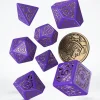 Lot 8 pièces The Witcher Dandelion : 7 dés violet doré + 1 pièce métal