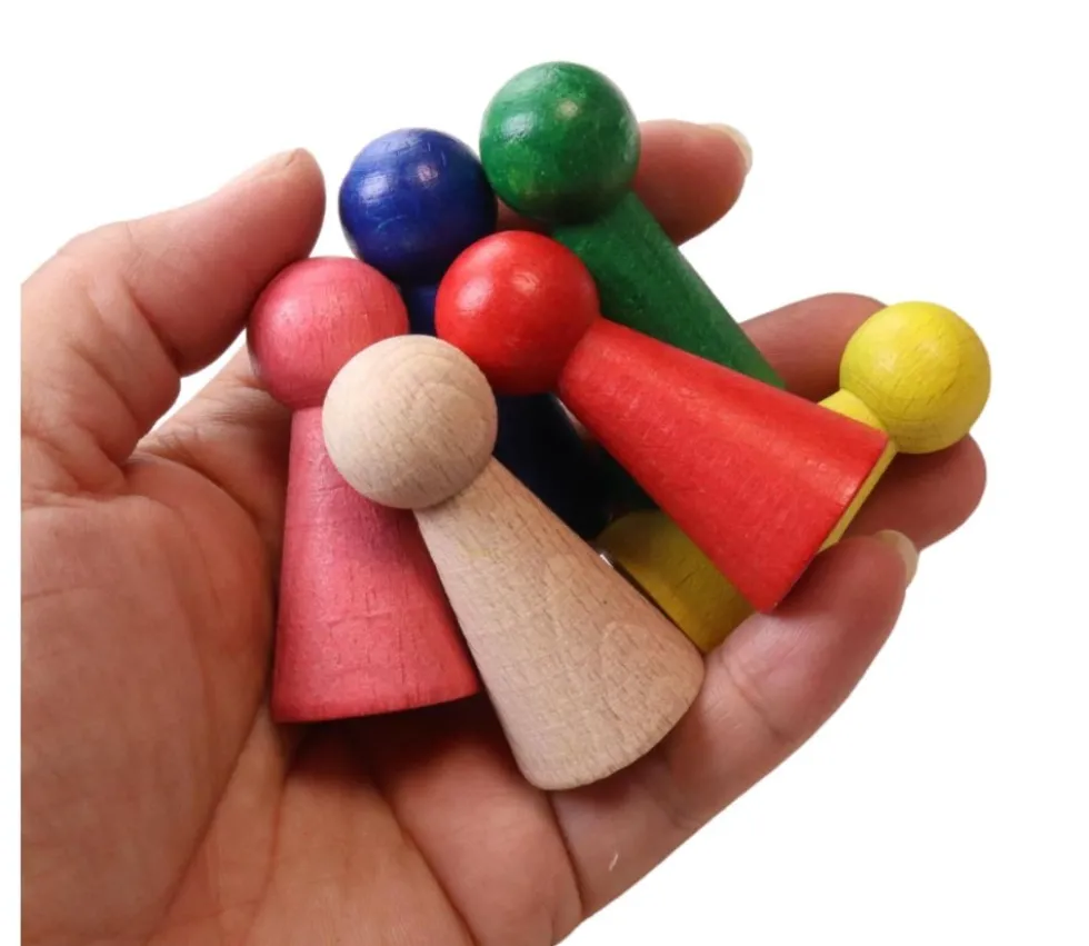 Lot 6 pions bois big 52 x 25 mm pour jeu. Grand pion