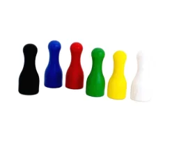 lot 6 Pions joueur grand 25x60 mm multicolores - 6 cm de haut