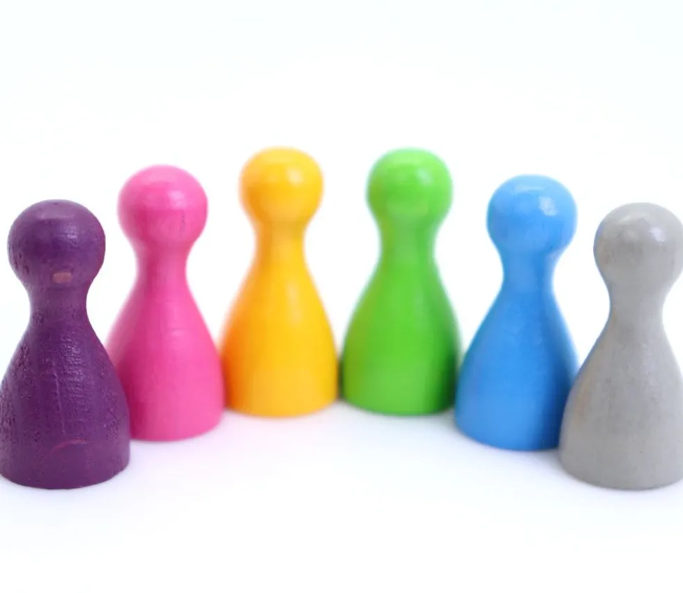 Lot 6 Pions pastel en bois Small 24 x 12 mm pour jeu multicolores
