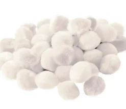 Lot 45 pompons blancs 15 mm