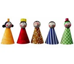 5 Marionnettes pour doigts en tissu et bois