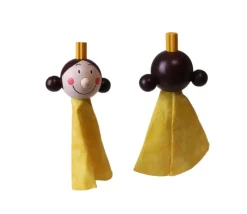 5 Marionnettes pour doigts en tissu et bois