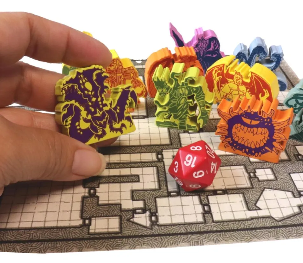 10 meeples créatures fantastiques - Boss de donjon pions en bois