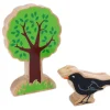 Merle noir oiseau en bois 54 x 77 x 25 mm